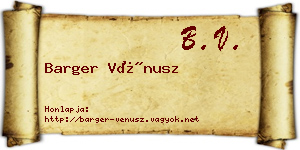 Barger Vénusz névjegykártya